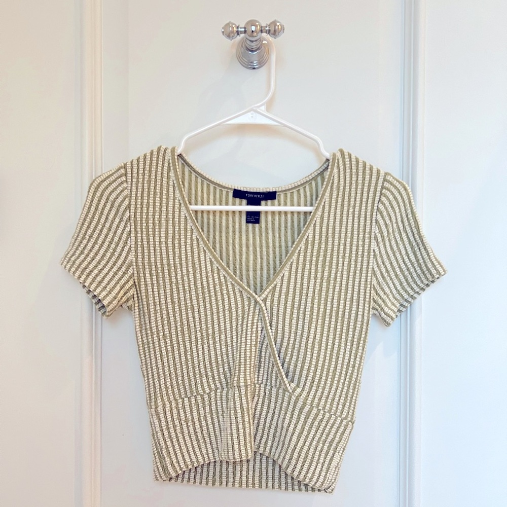 forever 21 green striped tee